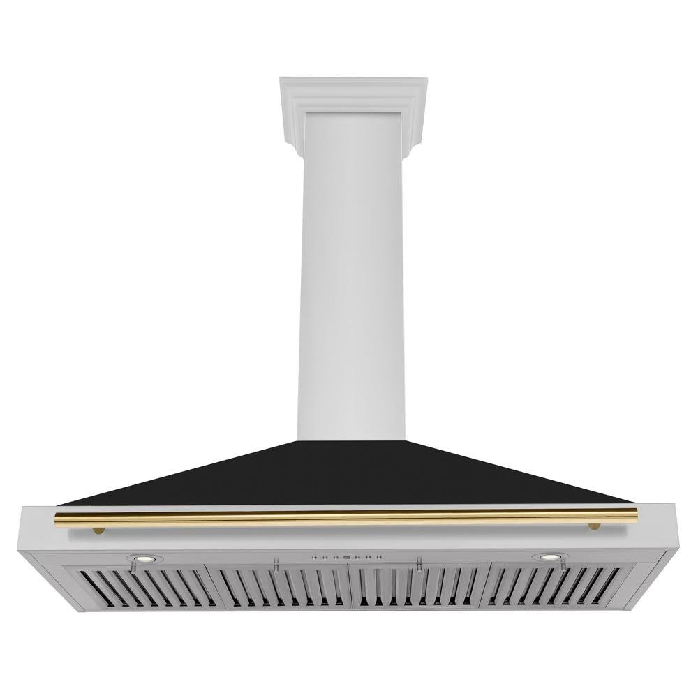 Autograph Edition 48 in. Convertible Stainless Steel Range Hood with Black Matte Shell and Accent Handle - (KB4STZBLM48G) -