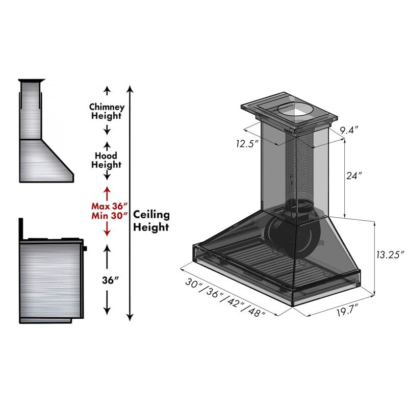 30" Ducted Wooden Wall Mount Range Hood with Remote Motor - (KBRRRS30400) -