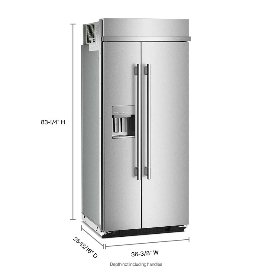 20.8 Cu. Ft. 36" Built-In Side-by-Side Refrigerator features Exterior Water and Ice Dispenser with Measured Fill - (KBSD736SPS)