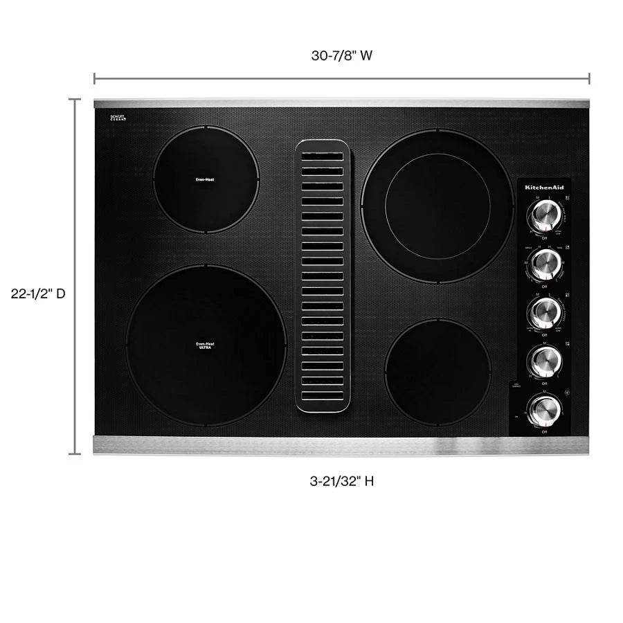 30" Electric Downdraft Cooktop with 4 Elements - (KCED600GSS) - KITCHENAID