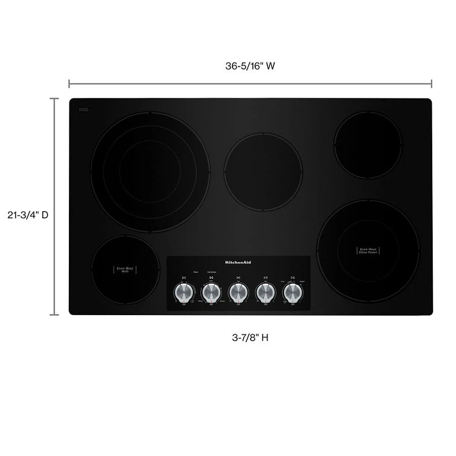 36" Electric Cooktop with 5 Elements and Knob Controls - (KCES556HBL) - KITCHENAID