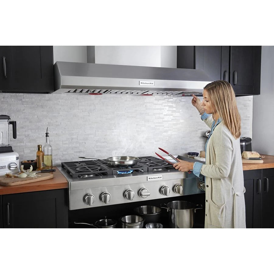 KitchenAid(R) 48'' 6-Burner Commercial-Style Gas Rangetop with Griddle - (KCGC558JSS) - KITCHENAID