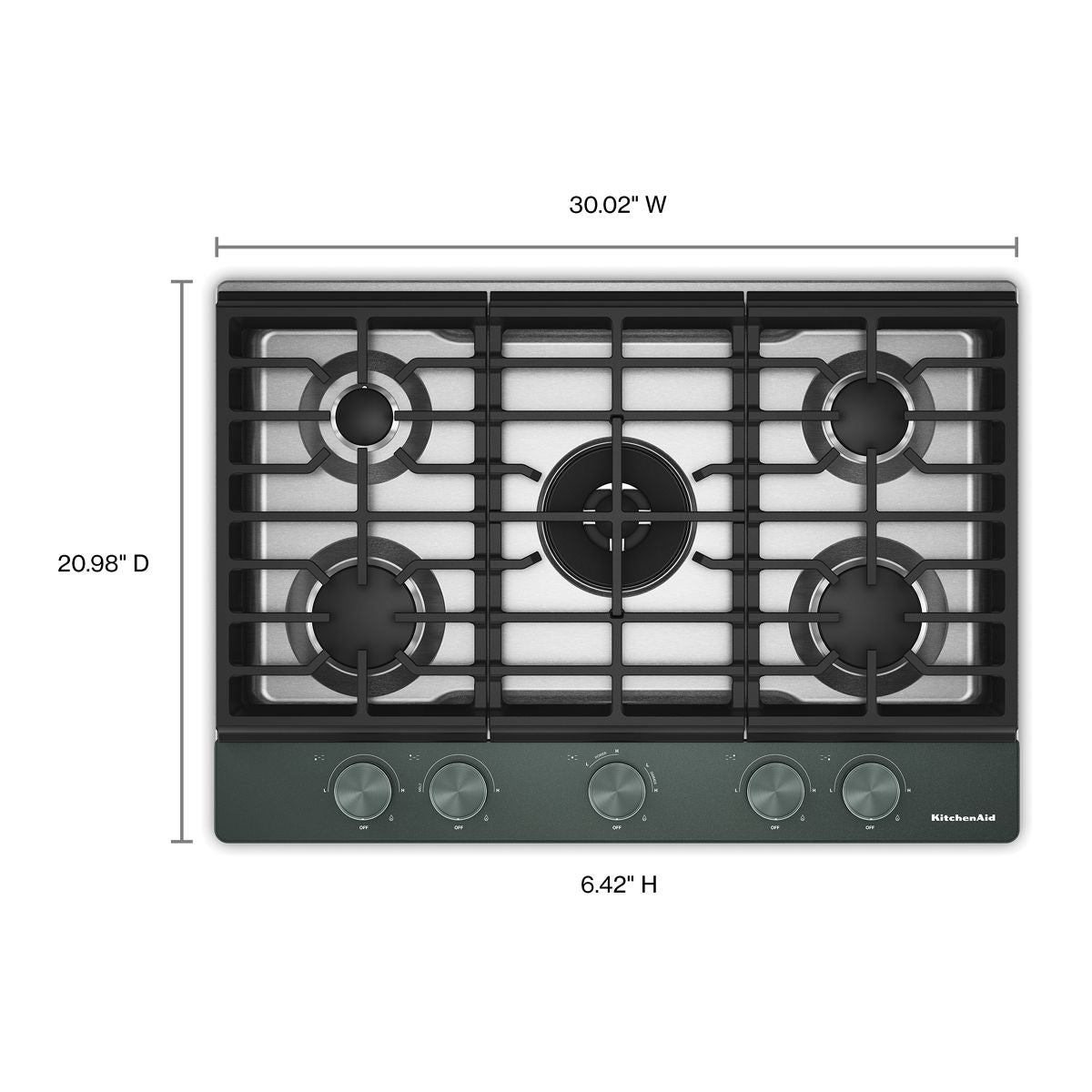 KitchenAid KCGK530SJP 30 in. Gas Cooktop Juniper - dimensions