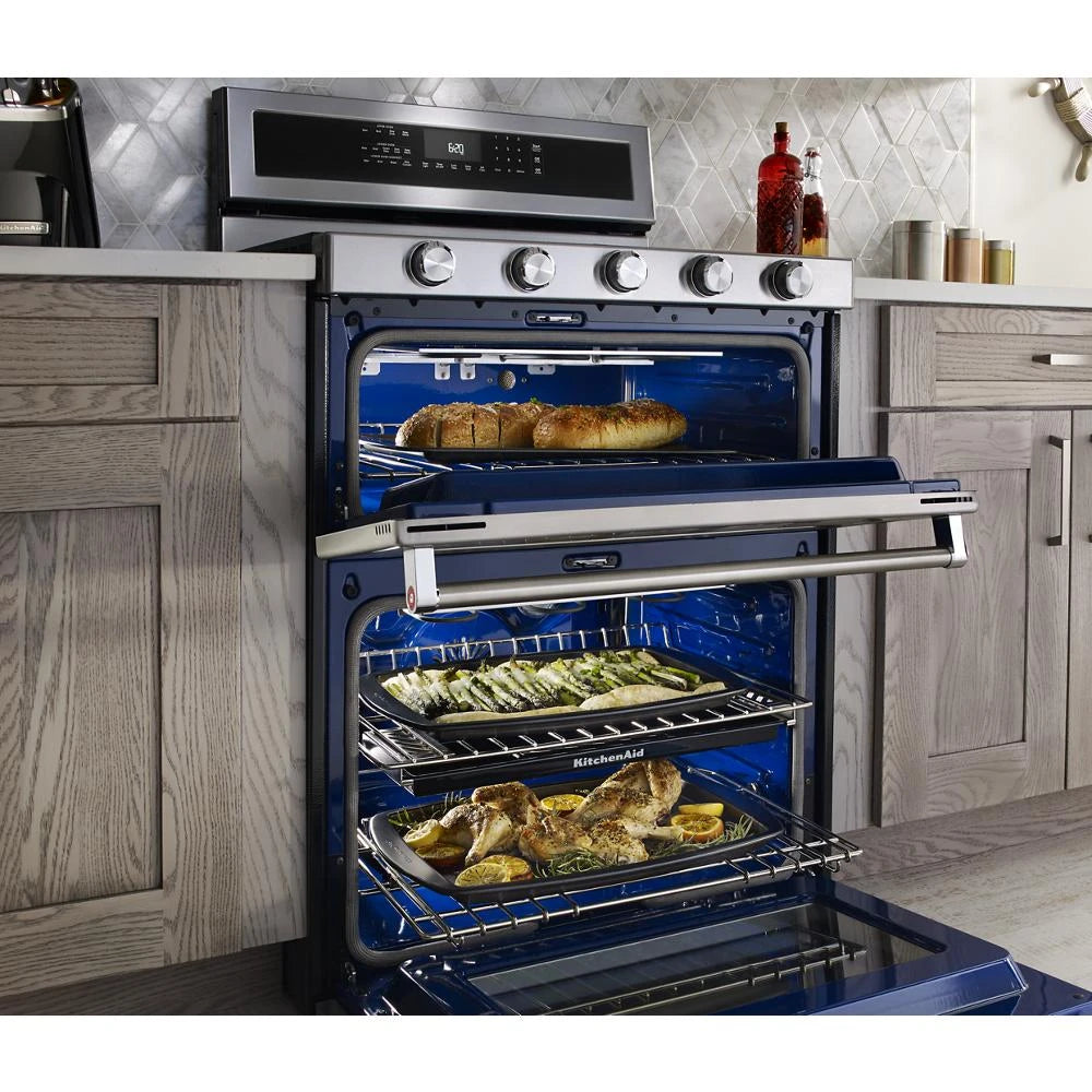 30-Inch 5 Burner Dual Fuel Double Oven Convection Range - (KFDD500ESS) - KITCHENAID