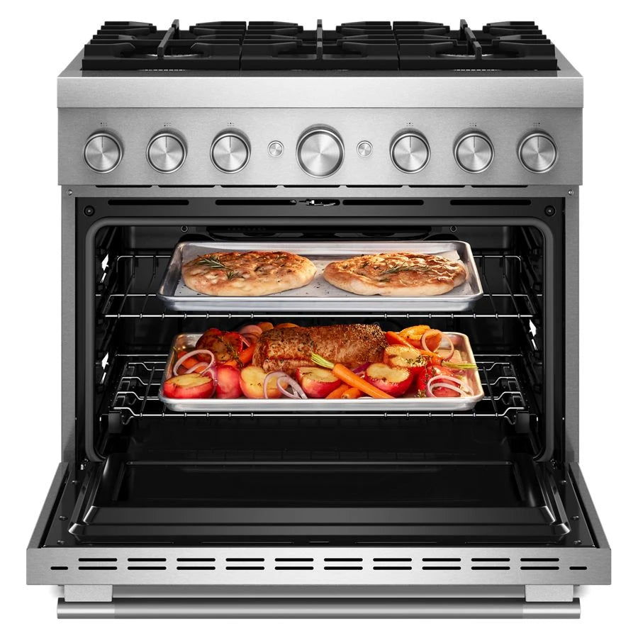 36-Inch 6 Burner Commercial-Style Dual Fuel Range with No Preheat Air Fry Mode - (KFDS936SSS)