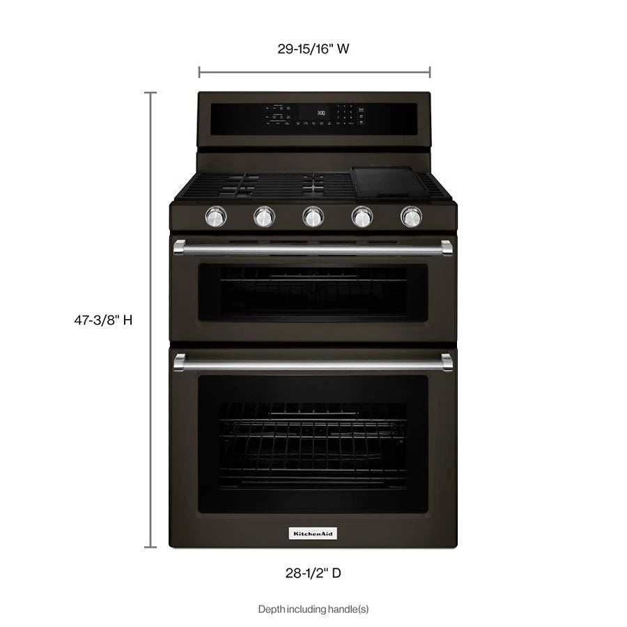 30-Inch 5 Burner Gas Double Oven Convection Range - (KFGD500EBS) - KITCHENAID
