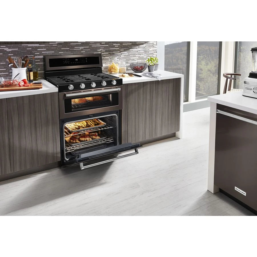 30-Inch 5 Burner Gas Double Oven Convection Range - (KFGD500EBS) - KITCHENAID