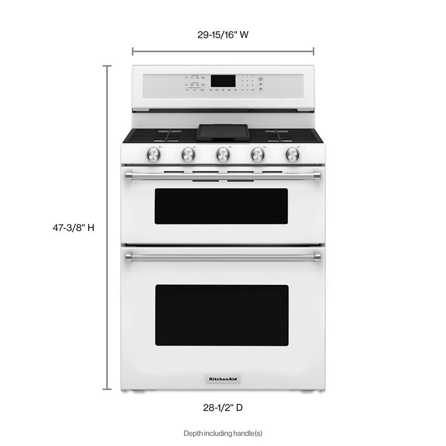 30-Inch 5 Burner Gas Double Oven Convection Range - (KFGD500EWH) - KITCHENAID