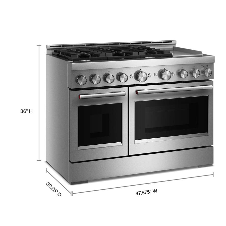 KitchenAid® 48-Inch 6 Burner Commercial-Style Gas Range with Griddle - (KFGD948SSS)