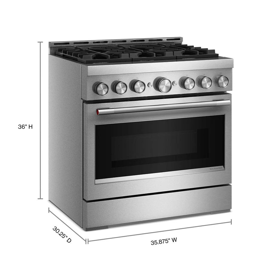 KitchenAid® 36-Inch 6 Burner Commercial-Style Gas Range with No Preheat Air Fry Mode - (KFGS936SSS)