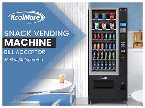 Refrigerated Snack and Drink Vending Machine with 36 Slots in Black