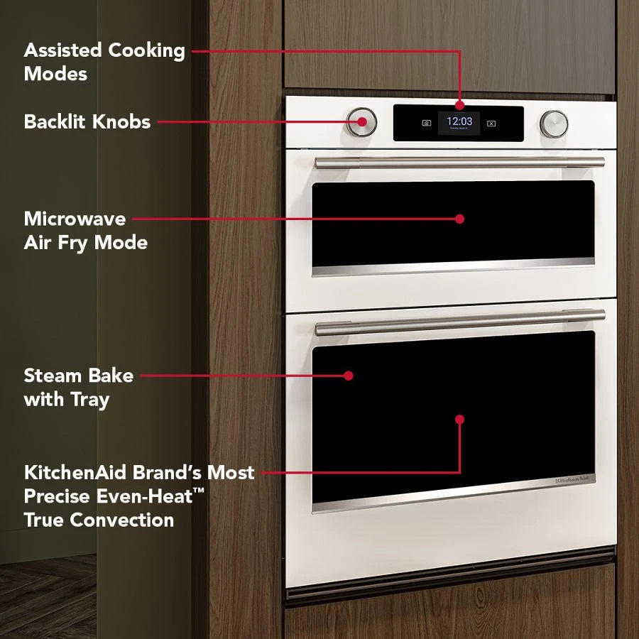 30-inch Smart Electric Combo Wall Oven with Assisted Cooking Modes - White - (KOEC730SWH)