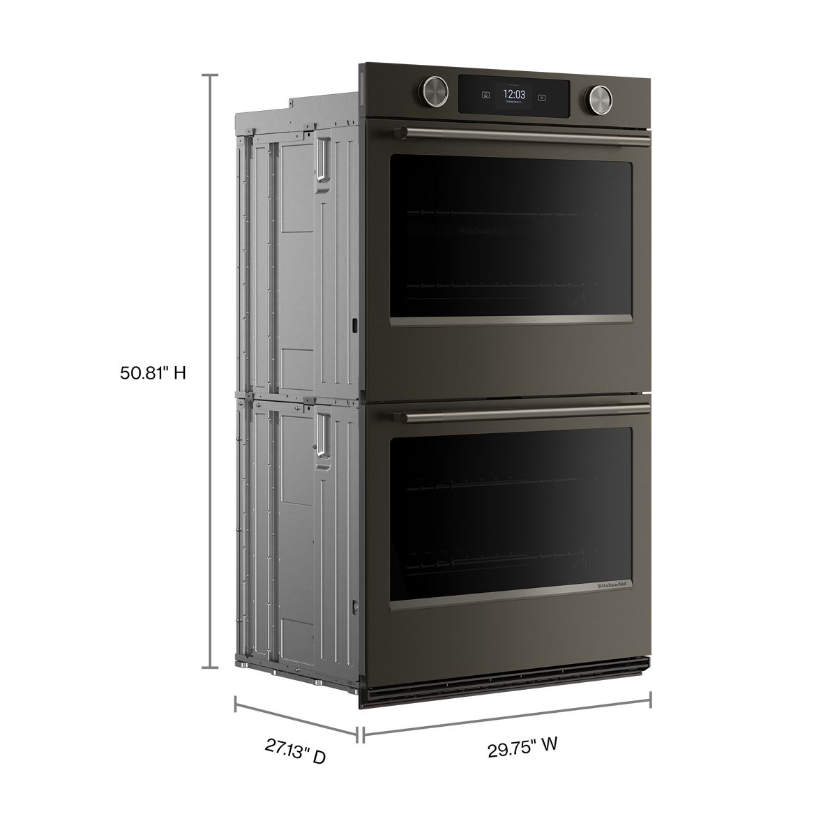 KitchenAid KOED730SBE double wall oven - dimensions
