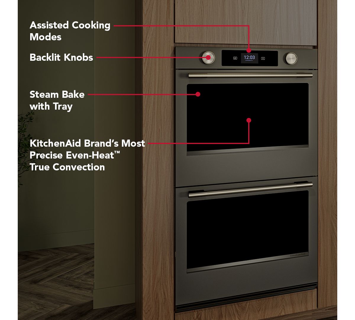 KitchenAid KOED730SBE double wall oven - feature infographic