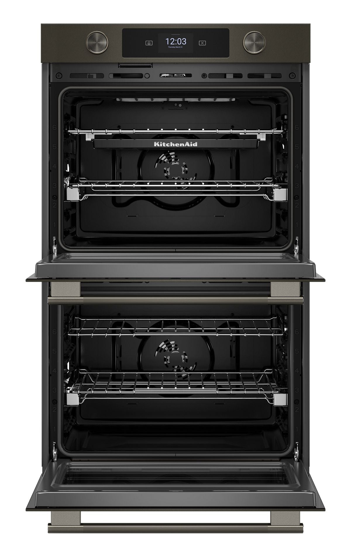 KitchenAid KOED730SBE double wall oven - open view