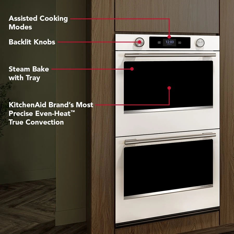 30-inch Smart Electric Double Wall Oven with Assisted Cooking Modes - White - (KOED730SWH)