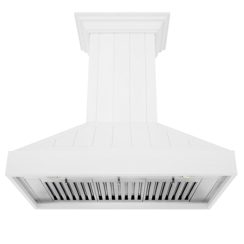ZLINE 36 in. Wooden Wall Mount Range Hood in Shiplap Bright White Finish (KPWW-36) - (KPWW36) -