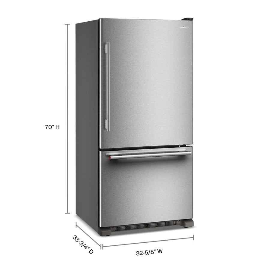22 Cu. Ft. 33-Inch Standard-Depth Bottom Mount Refrigerator with Right Door Swing - (KRBR133SPS)