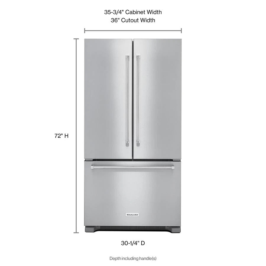 22 cu. ft. 36-Inch Width Counter Depth French Door Refrigerator with Interior Dispense - (KRFC302ESS) - KITCHENAID