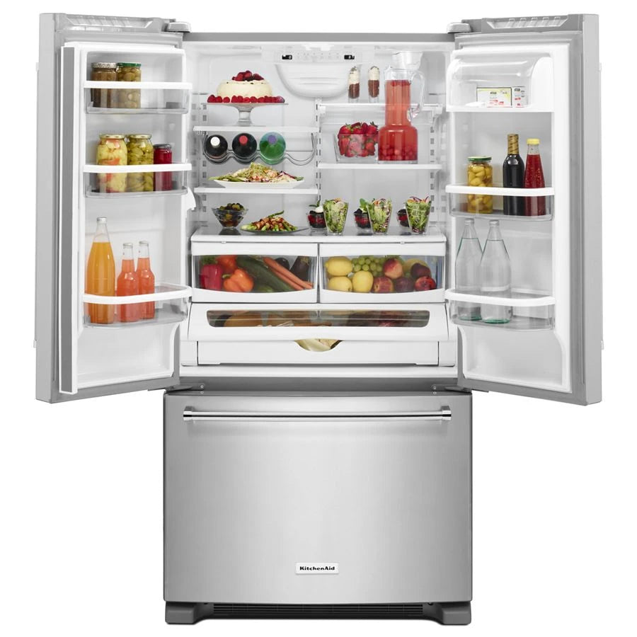 25 Cu. Ft. 36-Width Standard Depth French Door Refrigerator with Interior Dispense - (KRFF305ESS) - KITCHENAID