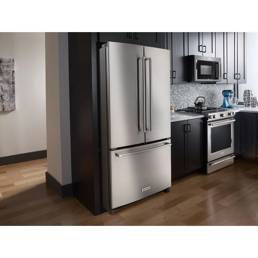 25 Cu. Ft. 36-Width Standard Depth French Door Refrigerator with Interior Dispense - (KRFF305ESS) - KITCHENAID