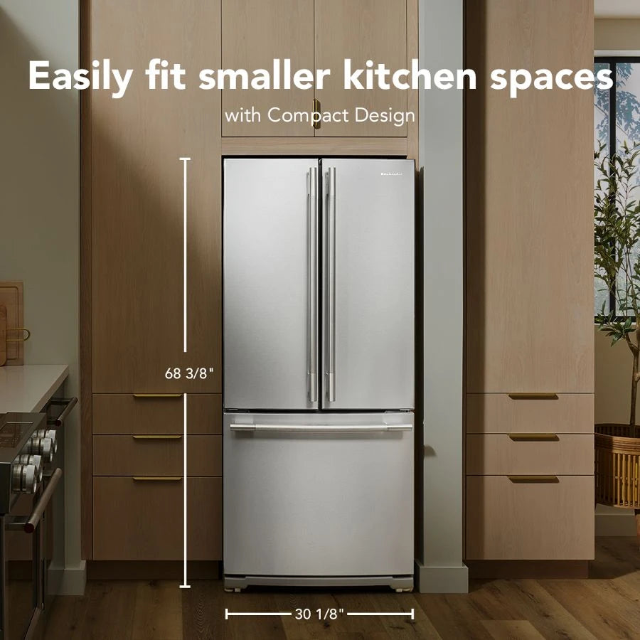 20 cu. Ft. 30-Inch Width Standard Depth French Door Refrigerator with PrintShield® Finish and Interior Dispense - (KRFF330SPS)