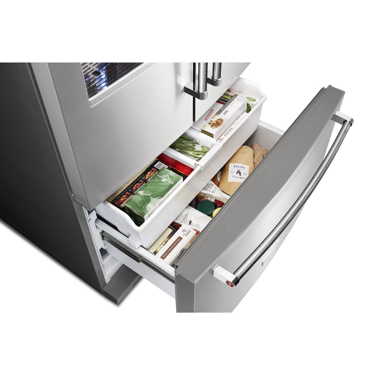 26.8 cu. ft. 36-Inch Width Standard Depth French Door Refrigerator with Exterior Ice and Water and PrintShield(TM) finish - (KRFF507HPS) - KITCHENAID