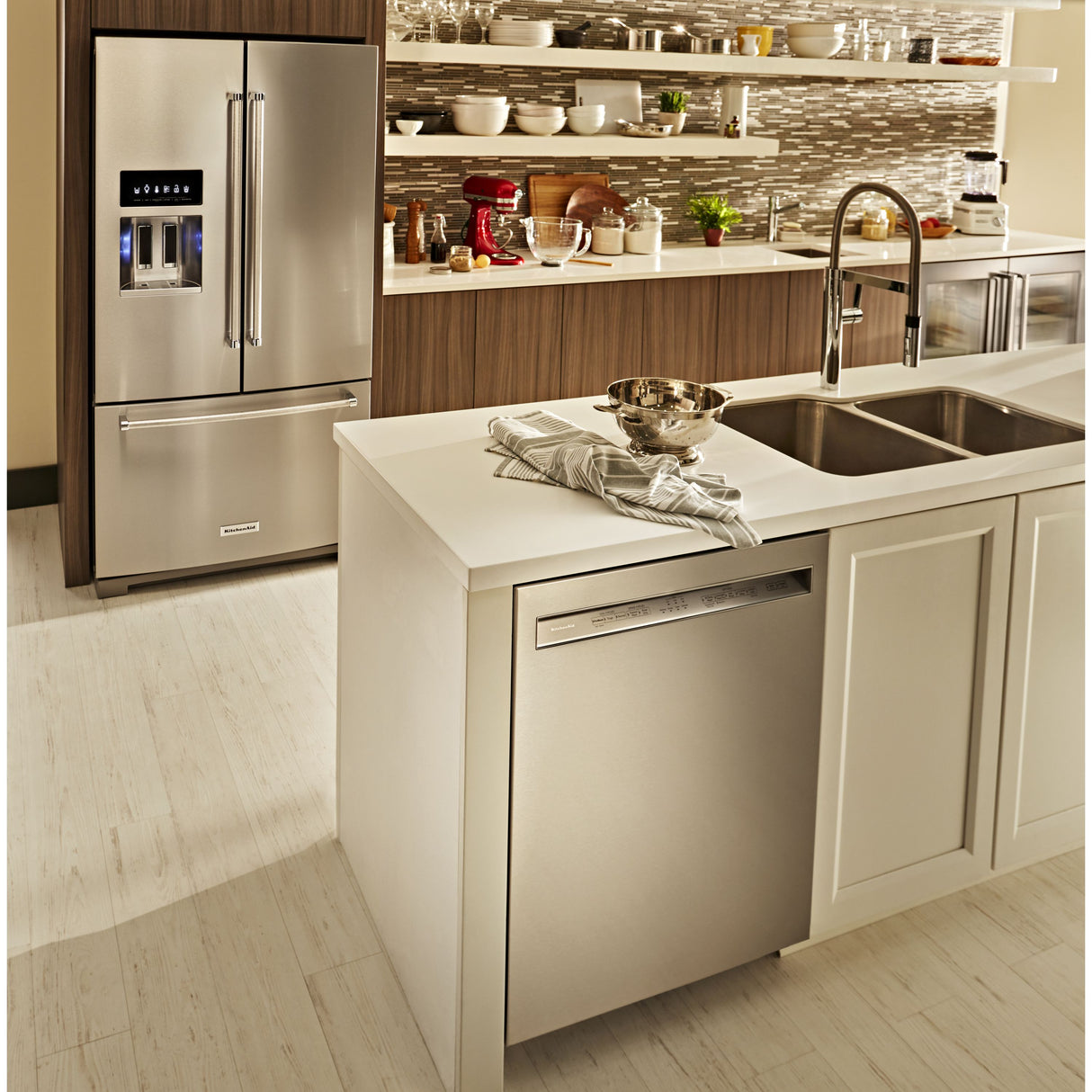 26.8 cu. ft. 36-Inch Width Standard Depth French Door Refrigerator with Exterior Ice and Water and PrintShield(TM) finish - (KRFF507HPS) - KITCHENAID