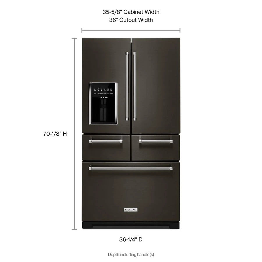 25.8 Cu. Ft. 36" Multi-Door Freestanding Refrigerator with Platinum Interior Design and PrintShield(TM) Finish - (KRMF706EBS) - KITCHENAID