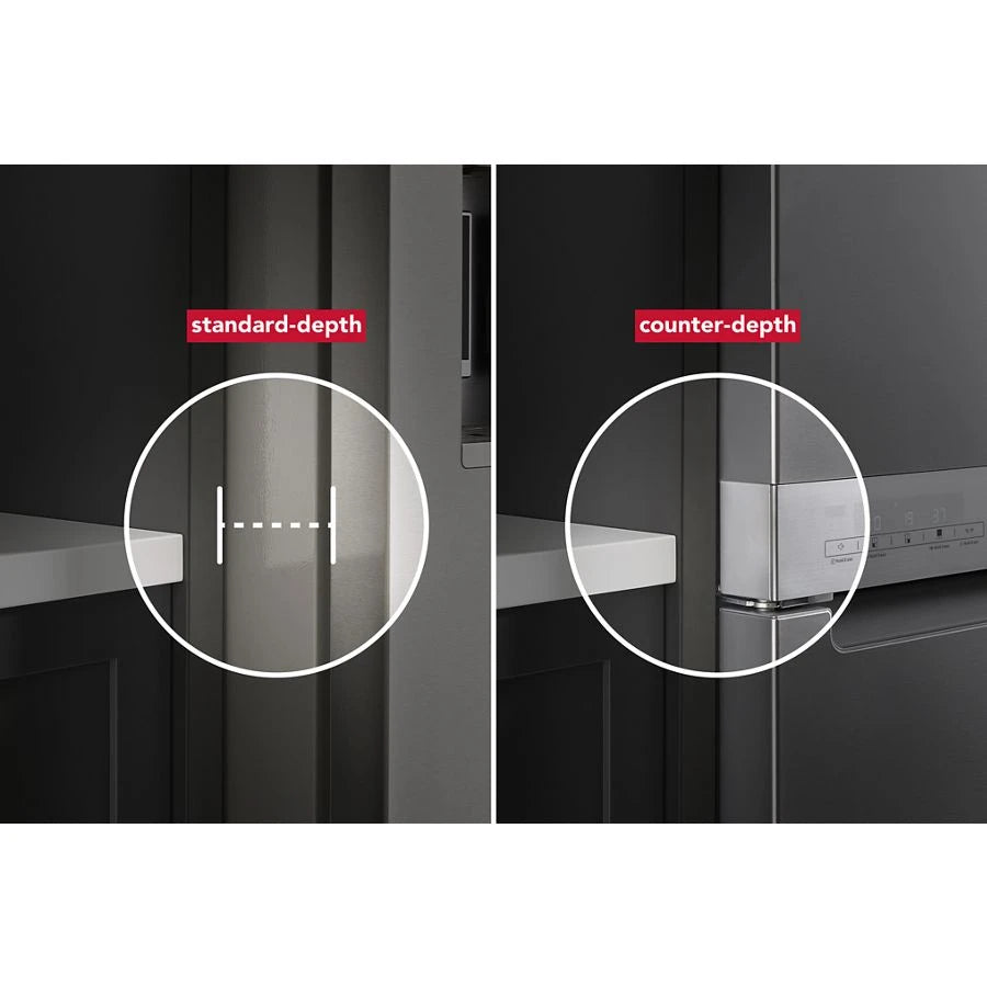 19.4 cu. ft. 36-inch wide Counter-Depth 4-Door Refrigerator with PrintShield(TM) Finish - (KRQC506MPS) - KITCHENAID