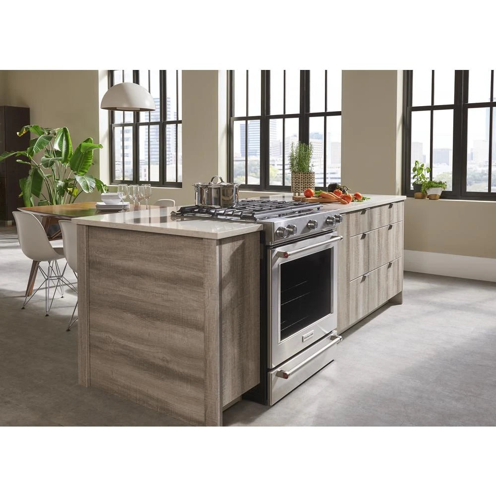 30-Inch 5-Burner Dual Fuel Convection Slide-In Range with Baking Drawer - (KSDB900ESS) - KITCHENAID