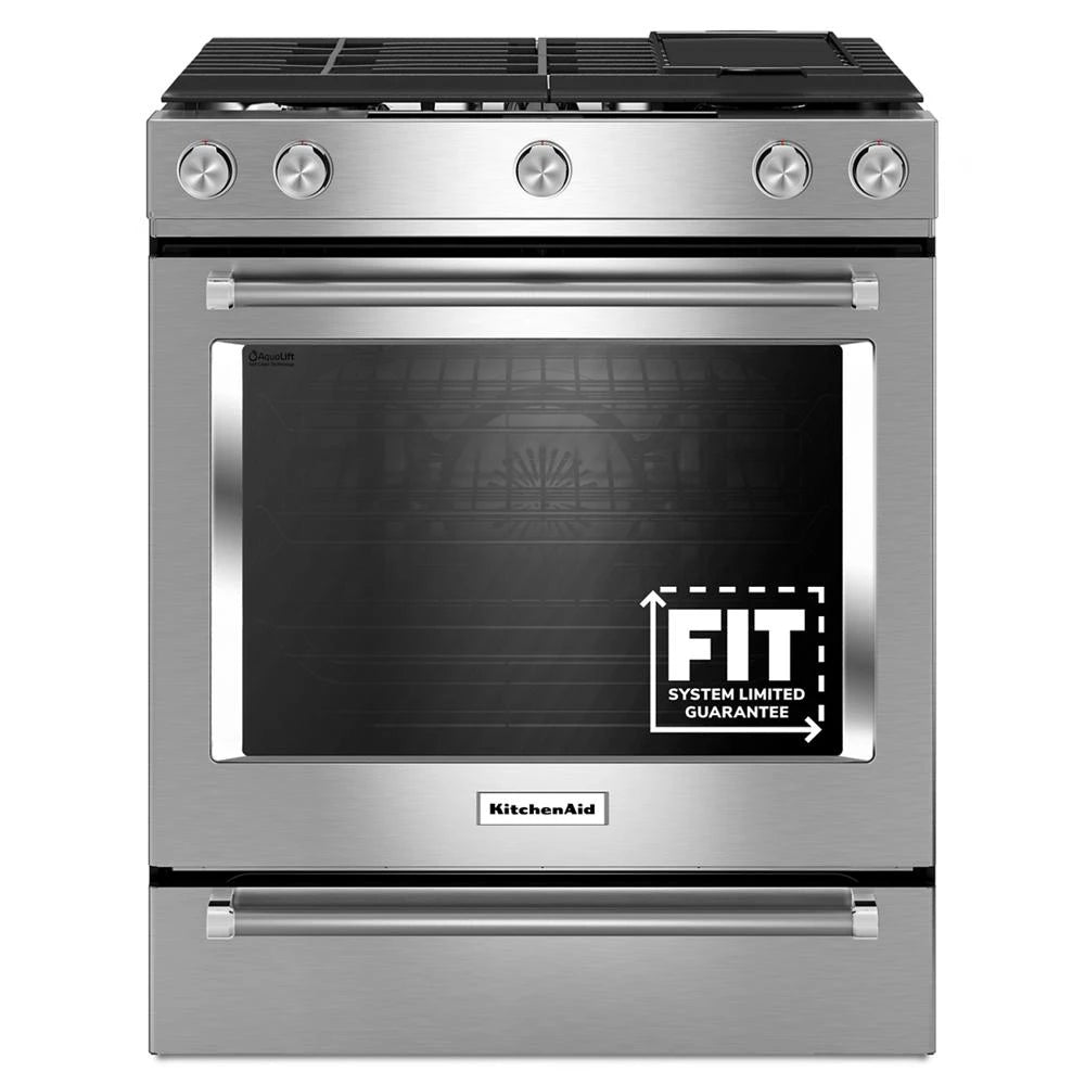 30-Inch 5-Burner Dual Fuel Convection Slide-In Range with Baking Drawer - (KSDB900ESS) - KITCHENAID