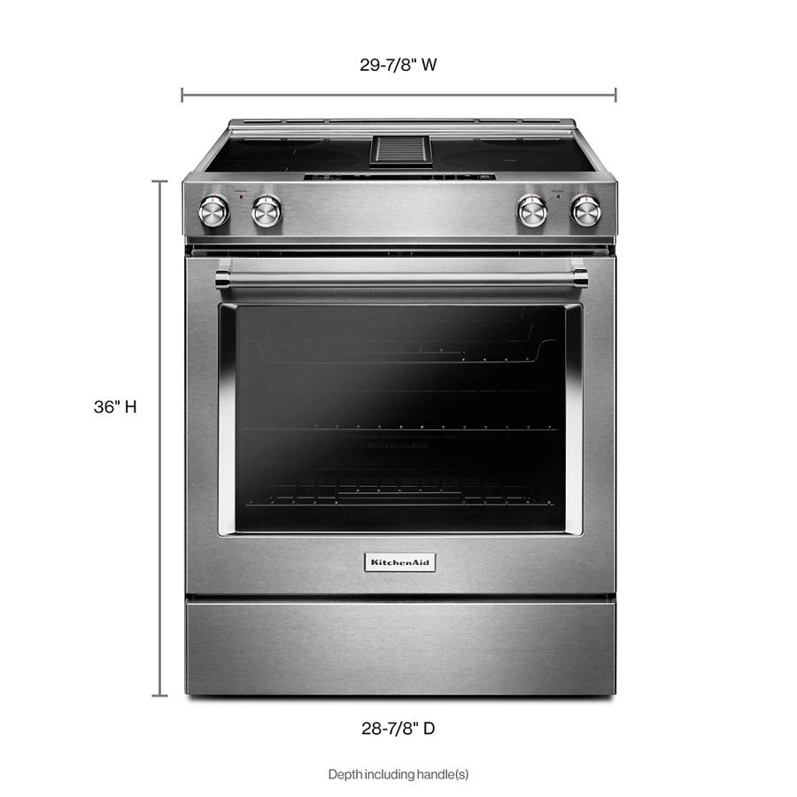 30-Inch 4-Element Electric Downdraft Slide-In Range - (KSEG950ESS) - KITCHENAID