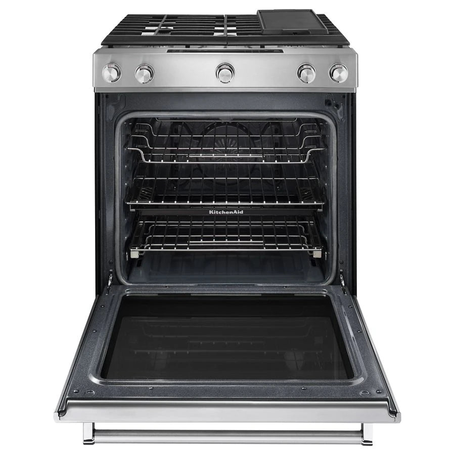 30-Inch 5 Burner Gas Convection Slide-In Range with Baking Drawer - (KSGB900ESS) - KITCHENAID