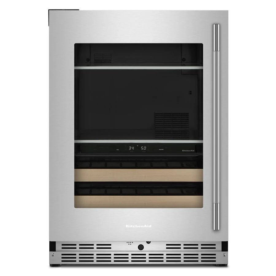 24" Beverage Center with Glass Door and Wood-Front Racks - (KUBL524SPS)