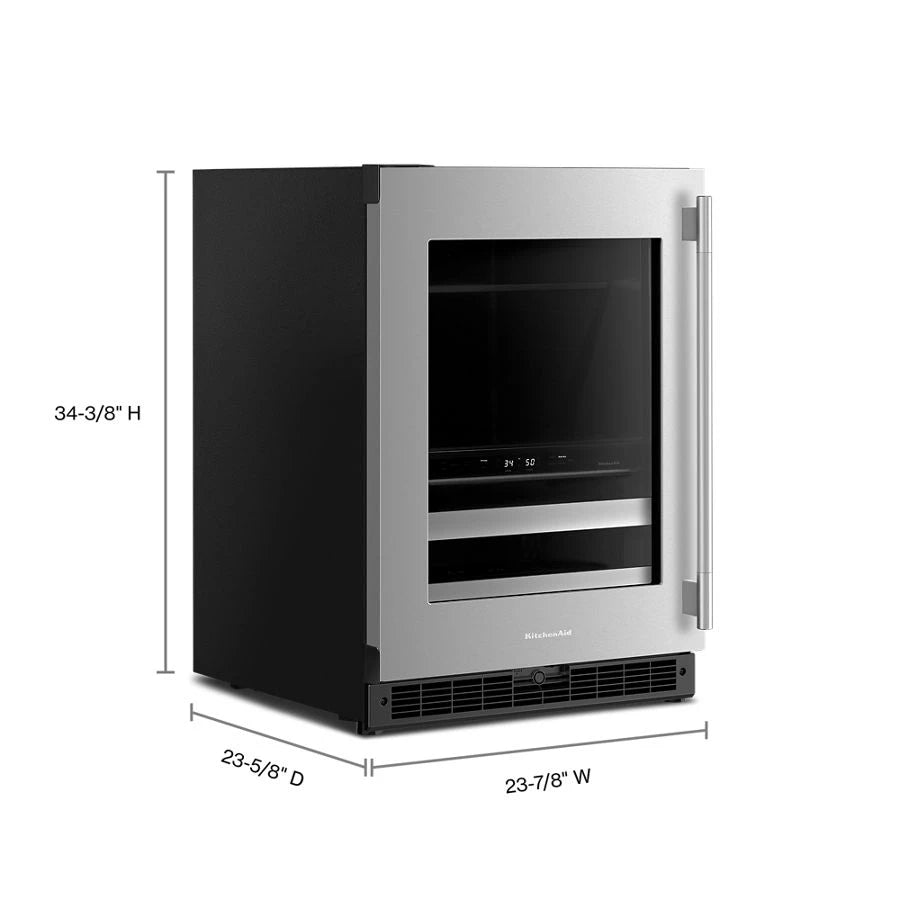 24" Beverage Center with Glass Door and Metal-Front Racks - (KUBL524SSB)