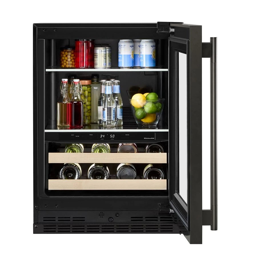 24" Beverage Center with Glass Door and Wood-Front Racks - (KUBR524SBE)