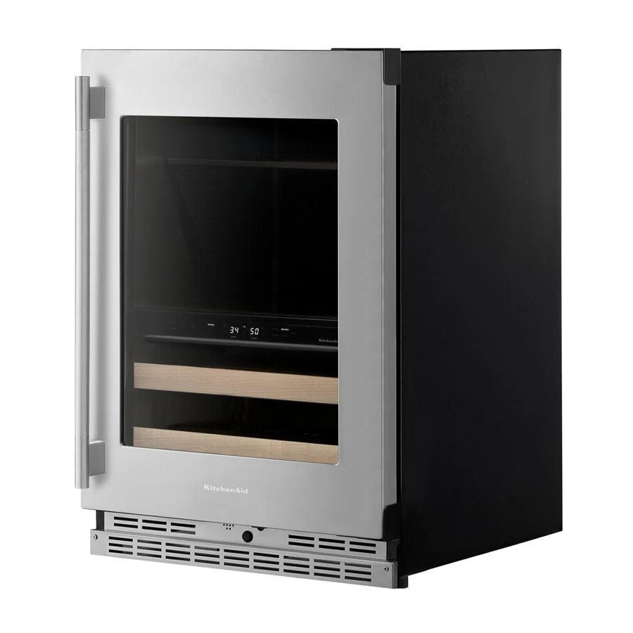 24" Beverage Center with Glass Door and Wood-Front Racks - (KUBR524SPS)