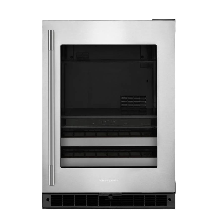 24" Beverage Center with Glass Door and Metal-Front Racks - (KUBR524SSB)