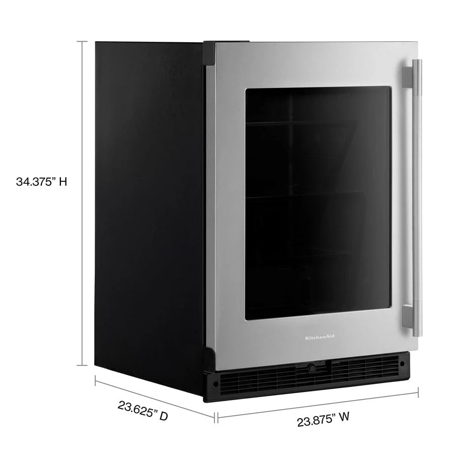 24" Undercounter Refrigerator with Glass Door - (KURL324SSB)