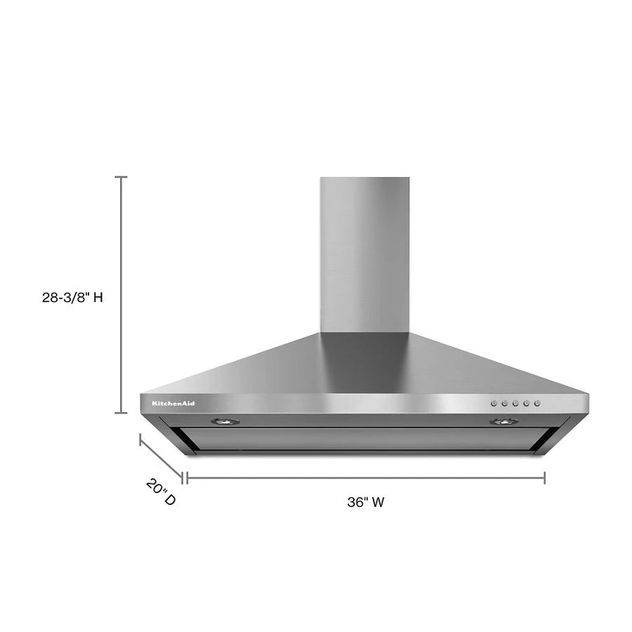 36" Wall-Mount, 3-Speed Canopy Hood - (KVWB406DSS) - KITCHENAID