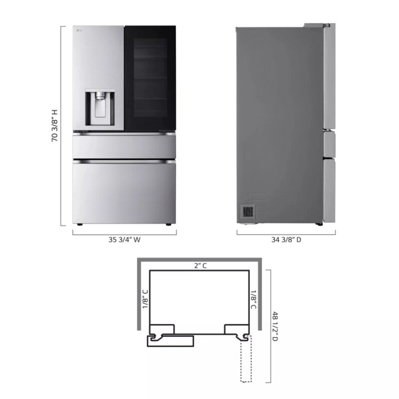 29 cu. ft. Smart InstaView(R) Standard-Depth MAX(TM) 4-Door French Door Refrigerator with Full-Convert Drawer(TM) - (LF29S8250S) - LG