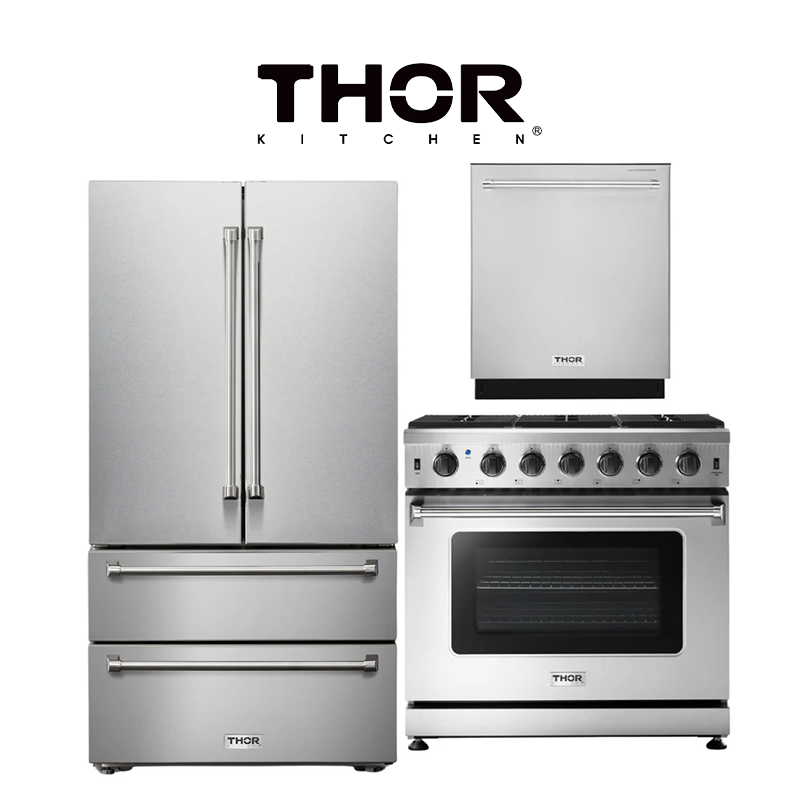 THOR Kitchen Package - 36" Gas Range, Refrigerator, Dishwasher, AP-LRG3601U-2