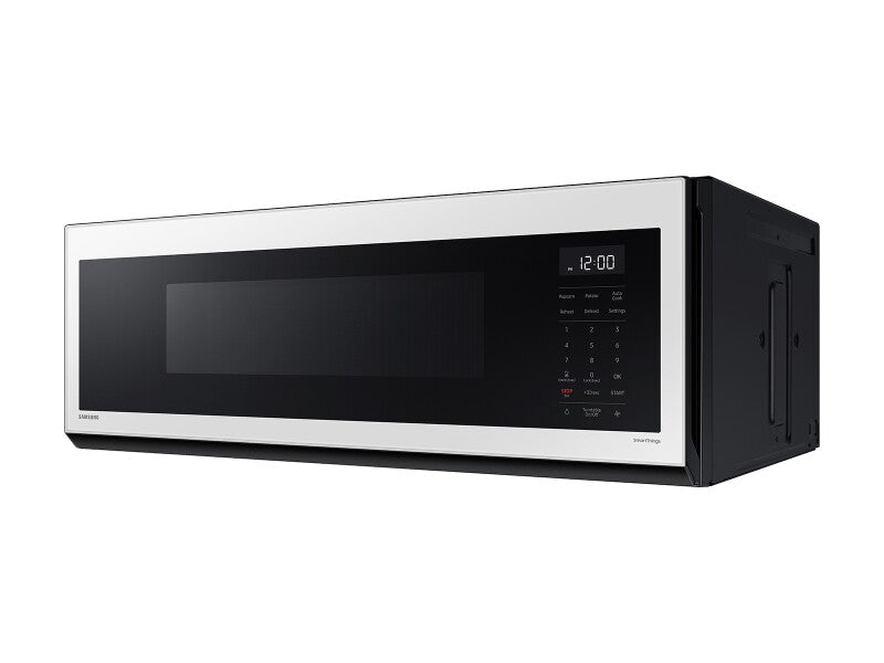 1.1 cu. ft. Bespoke Smart SLIM Over-the-Range Microwave with 400 CFM Hood Ventilation, Wi-Fi & Voice Control in White Glass - (ME11CB751012AA) - SAMSUNG