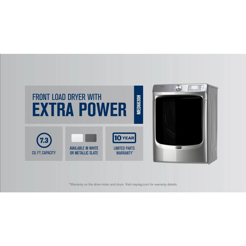 Front Load Electric Dryer with Extra Power and Quick Dry Cycle - 7.3 cu. ft. - (MED6630HW) - MAYTAG