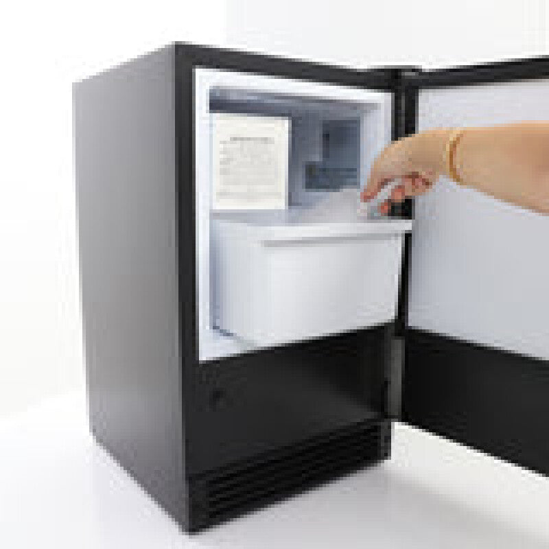 Maxx Ice Countertop or Built-In Ice Maker, 15 lbs, Crescent Cube, Black w/Stainless Steel Door - (MIMC15C)