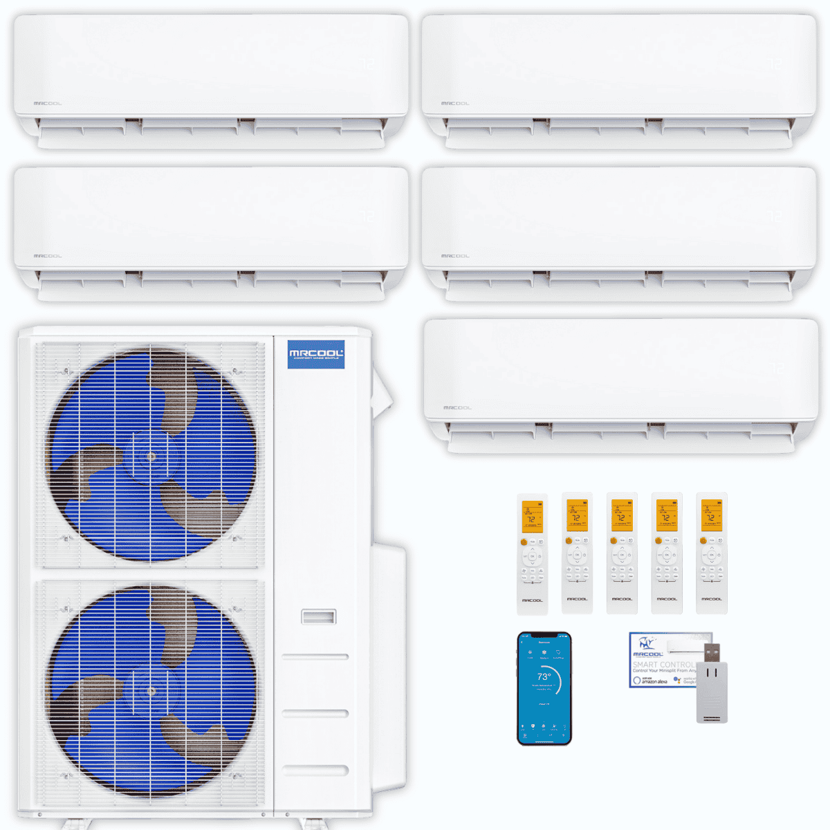 MRCOOL DIY 5th Gen 5-Zone 54,000 BTU Ductless Mini Split Air Conditioner & Heat Pump (6K+6K+12K+12K+18K), DIY5-B-55HP