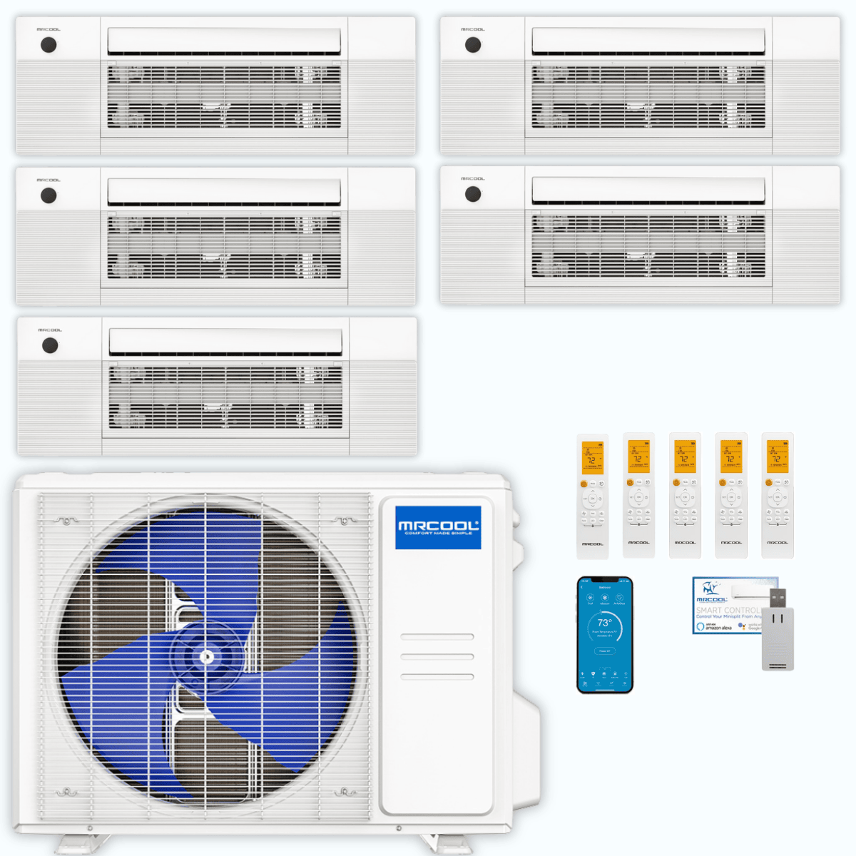 100 Pack - MRCOOL DIY 5th Gen 5-Zone 30,000 BTU Ceiling Cassette Ductless Mini Split Air Conditioner & Heat Pump (6K+6K+6K+6K+6K), DIY5-BC-36HP