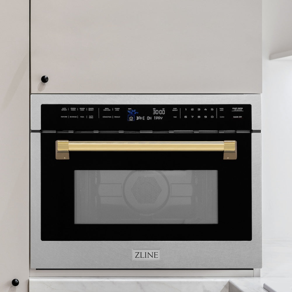 AutographEdition 24" 1.6 cu ft. Built-in Convection Microwave Oven in Fingerprint Resistant Stainless Steel with Polished Gold Accents - (MWOZ24SSG) -