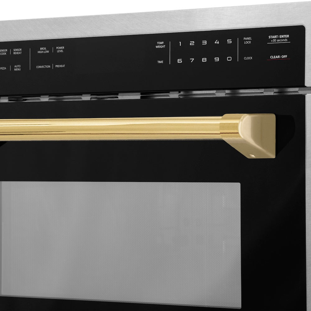 AutographEdition 24" 1.6 cu ft. Built-in Convection Microwave Oven in Fingerprint Resistant Stainless Steel with Polished Gold Accents - (MWOZ24SSG) -
